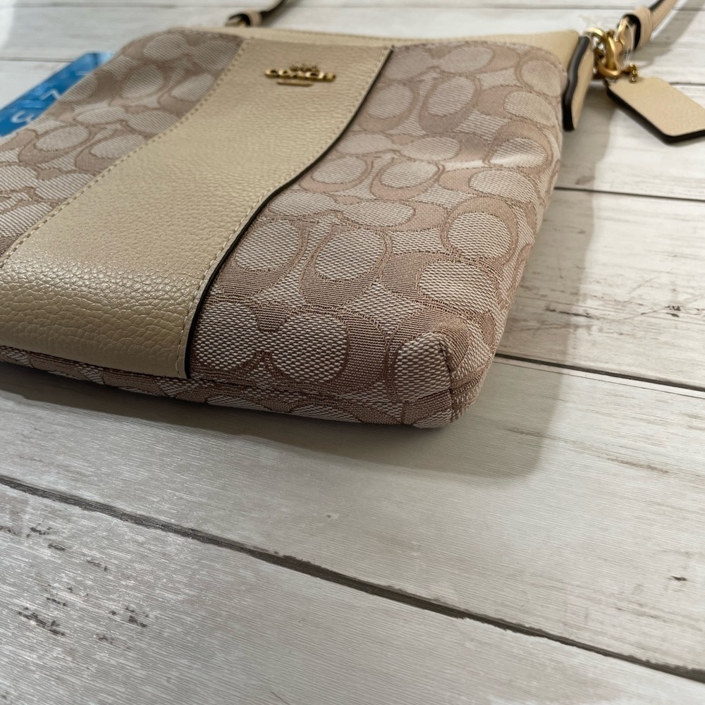 Coach Signature Logo Canvas Crossbody Tan Bag - Picture 7 of 10